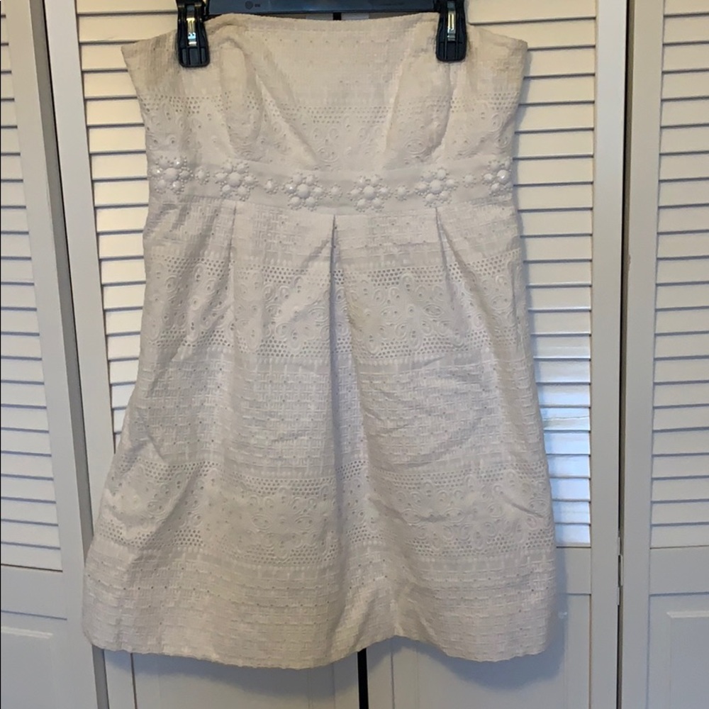 Lilly Pulitzer white eyelet strapless dress